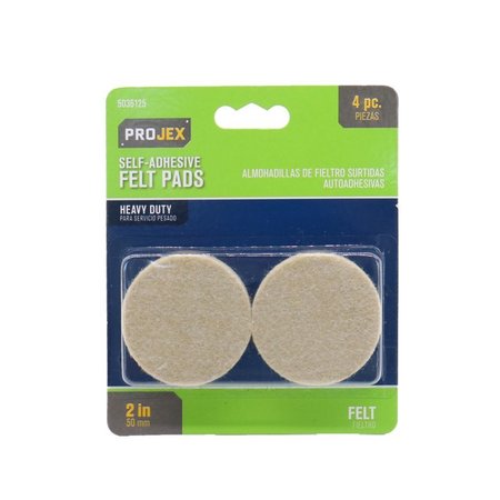 PROJEX Felt Self Adhesive Surface Pad Brown Round 2 in. W 4 pk P0107